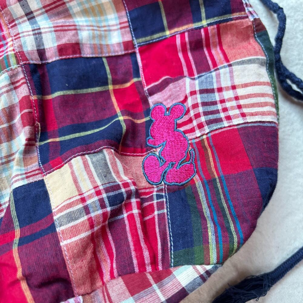Vintage Walt Disney World Patchwork Madras Hobo Bag Mickey - Picture 2 of 7